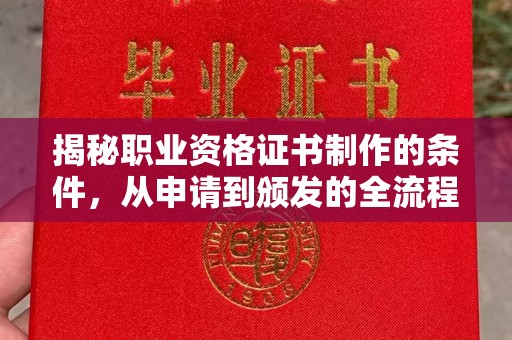 平原揭秘职业资格证书制作的条件，从申请到颁发的全流程解析